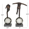 thumbnail image 3 of 17", 16"H Bronze Polystone People Sculpture with Silver Ball Stands, by DecMode (2 Count), 3 of 8