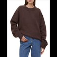 thumbnail image 3 of Suéter de Mujer, Cuello Redondo, Larga, Holgado, Tejido Suave, Dobladillo Acanalado, para Otoño e Invierno. Color Café Talla Única, 3 of 9