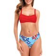 thumbnail image 1 of Bikini con Frente Torcido para Mujer, Traje de baño con Pliegues atrevidos, Trajes de baño de Dos Piezas Rosa Roja G Rosa Roja G Xishao ropa, 1 of 2