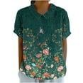 thumbnail image 3 of Fartey Women's Plus Size Linen Shirts Loose Casual Summer Short Sleeve V Neck Tunic Tops Cute Floral Print Blouses Lightweight Comfy Beach Travel Vacation Outfits Multicolor 5XL, 3 of 6