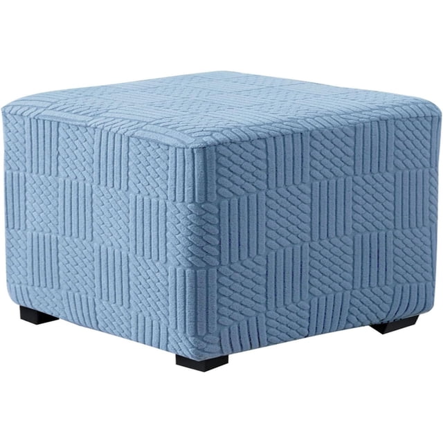 ZEaink 33x33in Square Ottoman Cover Slipcover, Elastic Bottom Storage Ottoman Footstool Protector (Blue, 85x85cm)