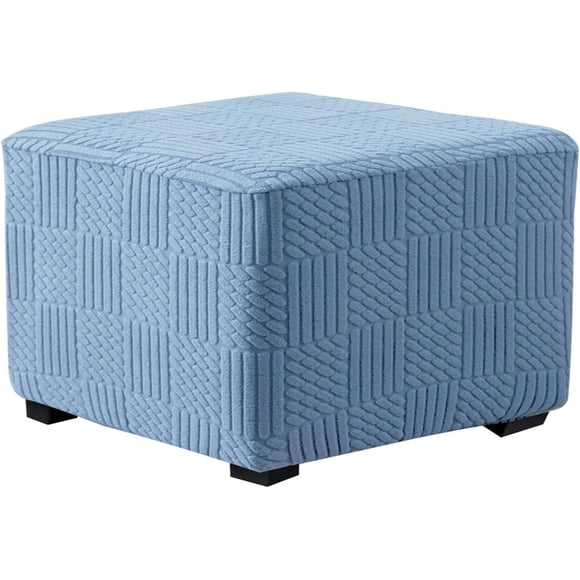 ZEaink 33x33in Square Ottoman Cover Slipcover, Elastic Bottom Storage Ottoman Footstool Protector (Blue, 85x85cm)