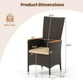 thumbnail image 3 of Costway Patio Rattan Chairs Set of 4 with High Backrest & Acacia Wood Armrests, Cushion, 3 of 8
