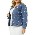 thumbnail image 4 of Agnes Orinda Women's Plus Size Long Sleeves Collarless Denim Jacket, 4 of 6