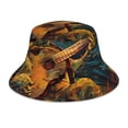 thumbnail image 1 of Honei Starry Night Guitar Turtle for Unisex Bucket Hat Waterproof Rain Hat Reversible Shiny Rave Bucket Hat for Concert Festival Boonie Cap, 1 of 6