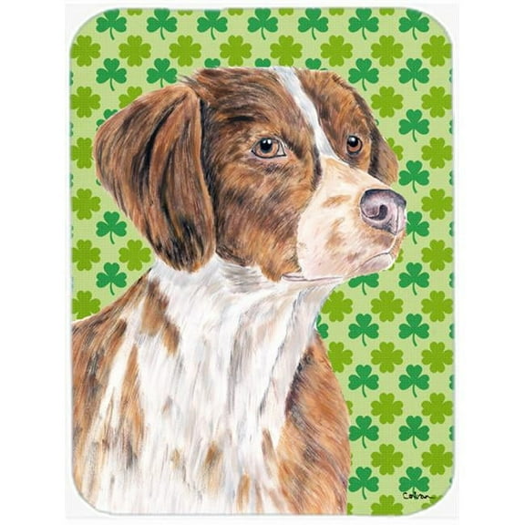 Carolines Treasures SC9309LCB 12 x 15 in. Brittany St. Patricks Day Shamrock Portrait Glass Cutting Board- Large