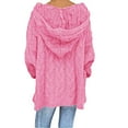thumbnail image 4 of Pink Fashion Solid Solid Color Hooded Neck Big & Tall Women's Pullover Sweater, Women Fashion Loose Large Size Solid Color Hood Long Sleeves Sweater Tops, 4 of 5