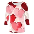 thumbnail image 5 of Styesk T-Shirts pour Femmes à Manches 3/4 Longueur, Imprimé Cœur, Hauts de Sortie, T-Shirts Confortables et Doux à Col Rond, Chandail à Enfiler, T-shirt Léger de Mode, Graphique de la Saint-Valentin, Grande Taille, Hauts Décontractés, 5 of 5