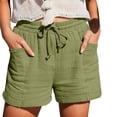 thumbnail image 2 of BRELIL Women's Elastic Waist Shorts with Pockets Casual Solid Lounge Shorts Beach Vacation Summer Outfits Loose Fit Travel Trousers, Green S, 2 of 7