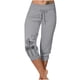 thumbnail image 2 of ICHUANYI Clearance Woman Fashion Drawstring Pockets Elastic Waist Printing Capris Pants(Gray, L) ICHUANYI WER2023080903993, 2 of 6