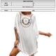 thumbnail image 2 of Traje de baño de gran tamaño para mujer, traje de baño para cubrir la playa, Tops de playa recortados con borla, blanco, 2 of 5