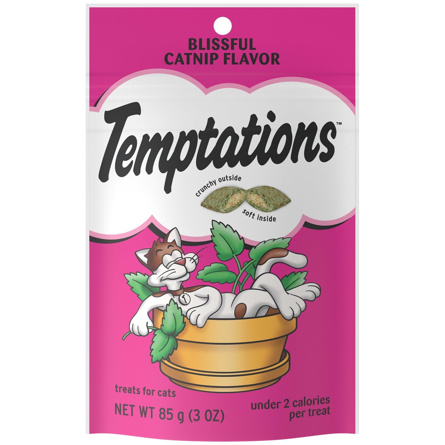 (3 pack) Temptations Classic Blissful Catnip Flavor Crunchy And Soft Treats For Cats, 3 Oz Pouch