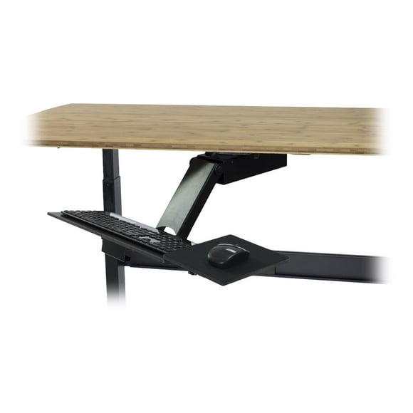 KT2 Ergonomic Sit Stand Under-Desk Computer Keyboard Tray for Standing Desks accessories holder large adjustable height range angle negative tilt slide swivels 360 black
