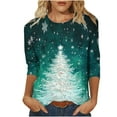 thumbnail image 2 of Holiday Gifts! Titcea Christmas Shirts for Women 3/4 Sleeve Crewneck Glitter Xmas Tree Print Pullover Christmas Sweaters 2024 Fashion Casual Tops, 2 of 4