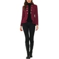 thumbnail image 2 of MODA NOVA Juniors Turn Down Collar Open Front High-Low Hem Gothic Peplum Blazer, 2 of 4