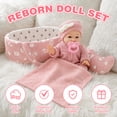 thumbnail image 3 of Keyohome Baby Dolls, 12" Baby Doll Playset with Sleeping Carrier Bassinet Bed Set in Gift Box, Soft Reborn Baby Doll with Cloths/Blanket/Feeding Kit for Girls Ages 3+, 3 of 9