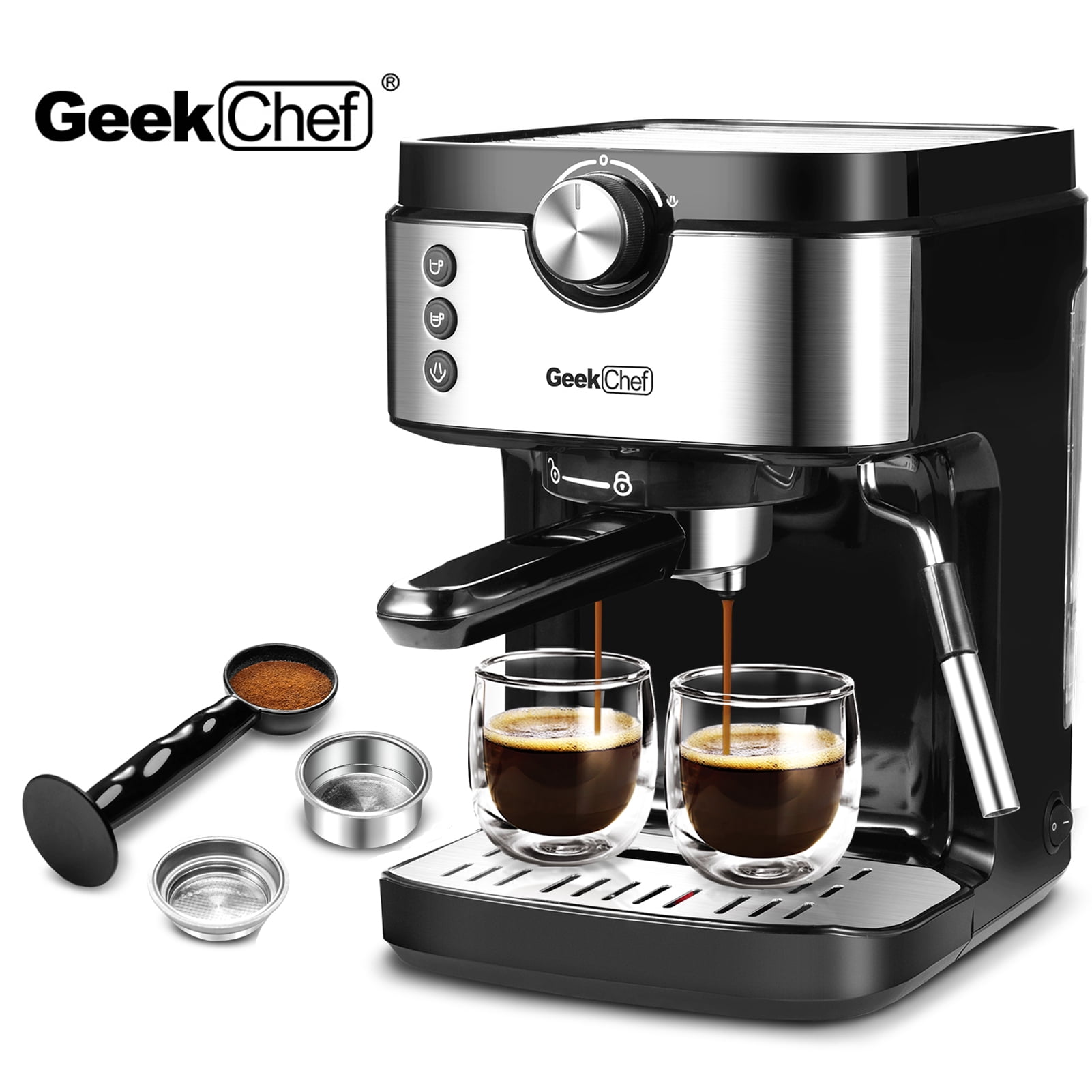 E-Macht Espresso Machine 20 Bar Coffee Maker w/ Milk Frother Wand
