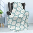 thumbnail image 4 of Aqua Soft Flannel Fleece Throw Blanket, Mesh Pattern with Curvy Lattice Design Old Fashioned Pastel, Cozy Plush for Indoor and Outdoor Use, 50" x 70", Seafoam Cream, by Ambesonne, 4 of 5