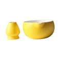 thumbnail image 3 of Ceramic Matcha Bowl con y soporte para batir, té Ceremonial Bathisk Taz de té, tazón de mezcla de matcha para la familia de regalos de cocina amarillo, 3 of 9