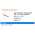 thumbnail image 2 of Inner Tie Rod End - Compatible with 2008 - 2013 Toyota Highlander 2009 2010 2011 2012, 2 of 2