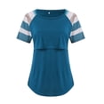 thumbnail image 1 of Mujeres Maternidad Embarazada Camisas Blusas Raya de Enfermería Manga Corta Cuello Redondo Blusa de Lactancia Odeerbi ODB123488, 1 of 6