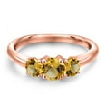 thumbnail image 3 of Gem Stone King 18K Rose Gold Plated Silver Yellow Citrine Engagement Ring for Women | 0.96 Cttw | Round 5MM | Gemstone November Birthstone | Size 9, 3 of 6
