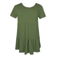 thumbnail image 4 of Womens T Shirt Ruched Loose Short Sleeve Crew Neck Solid Print Top Daily Wear Women's Graphic Tees L, 4 of 4