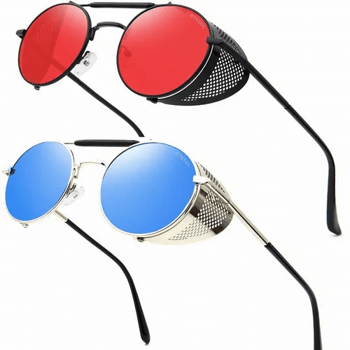 Lentes de Sol Malubero UV-400 Redondos Negros 2 Piezas