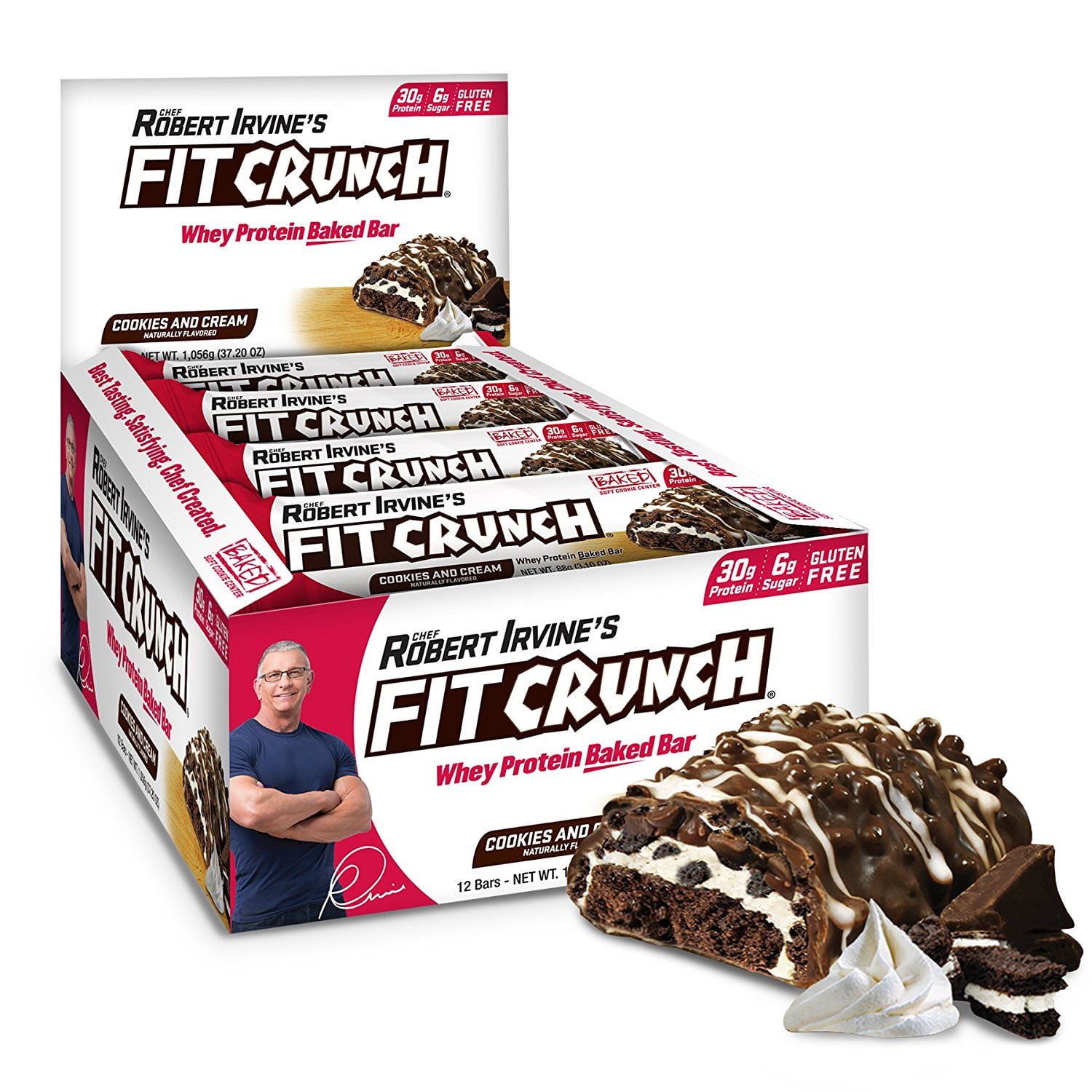 Fit Crunch Protein Bar Cookies And Cream 30g Protein 12 Ct Walmart