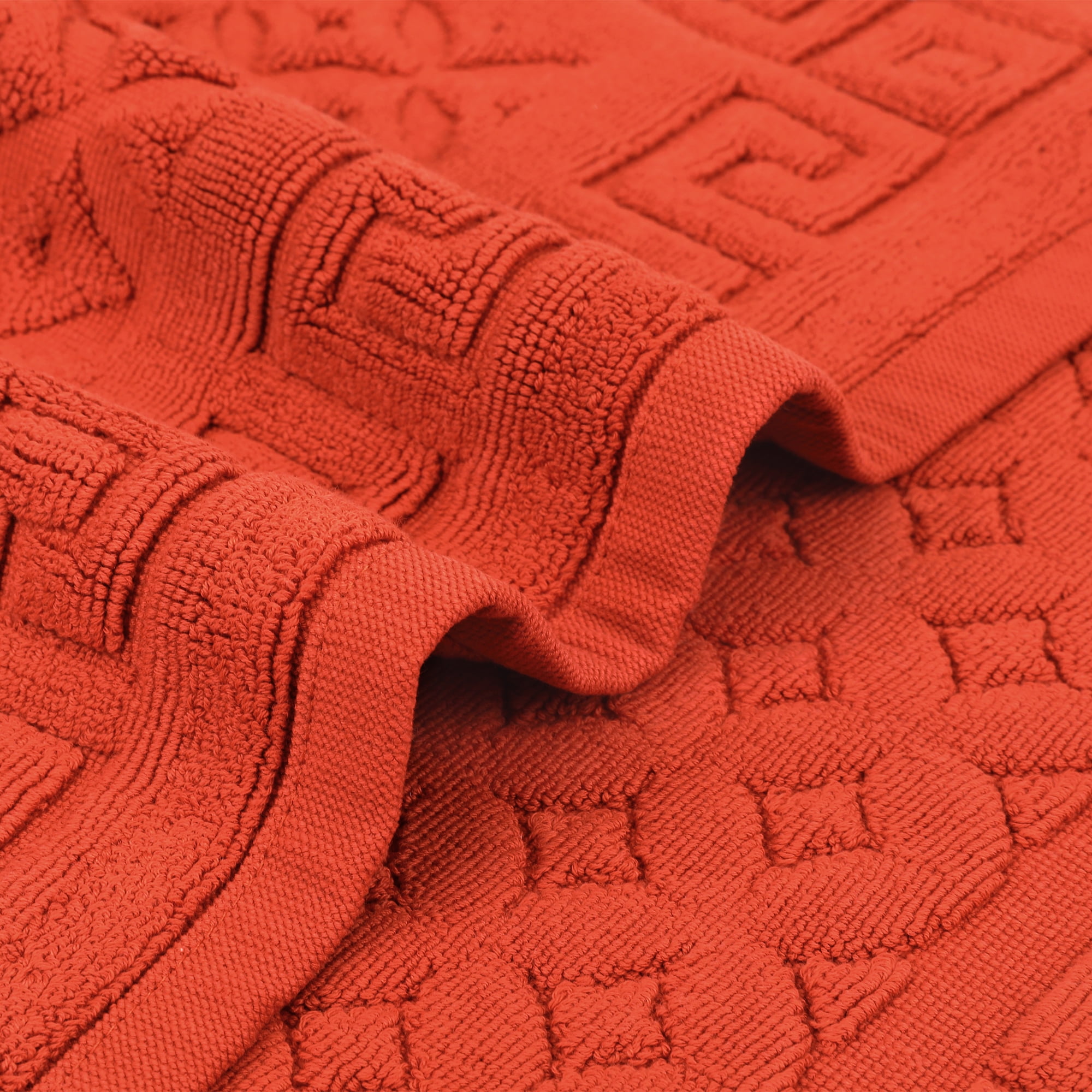 Unique Bargains Cotton Bath Mat Soft Bathroom Rug Absorbent Floor Towel Mats Orange