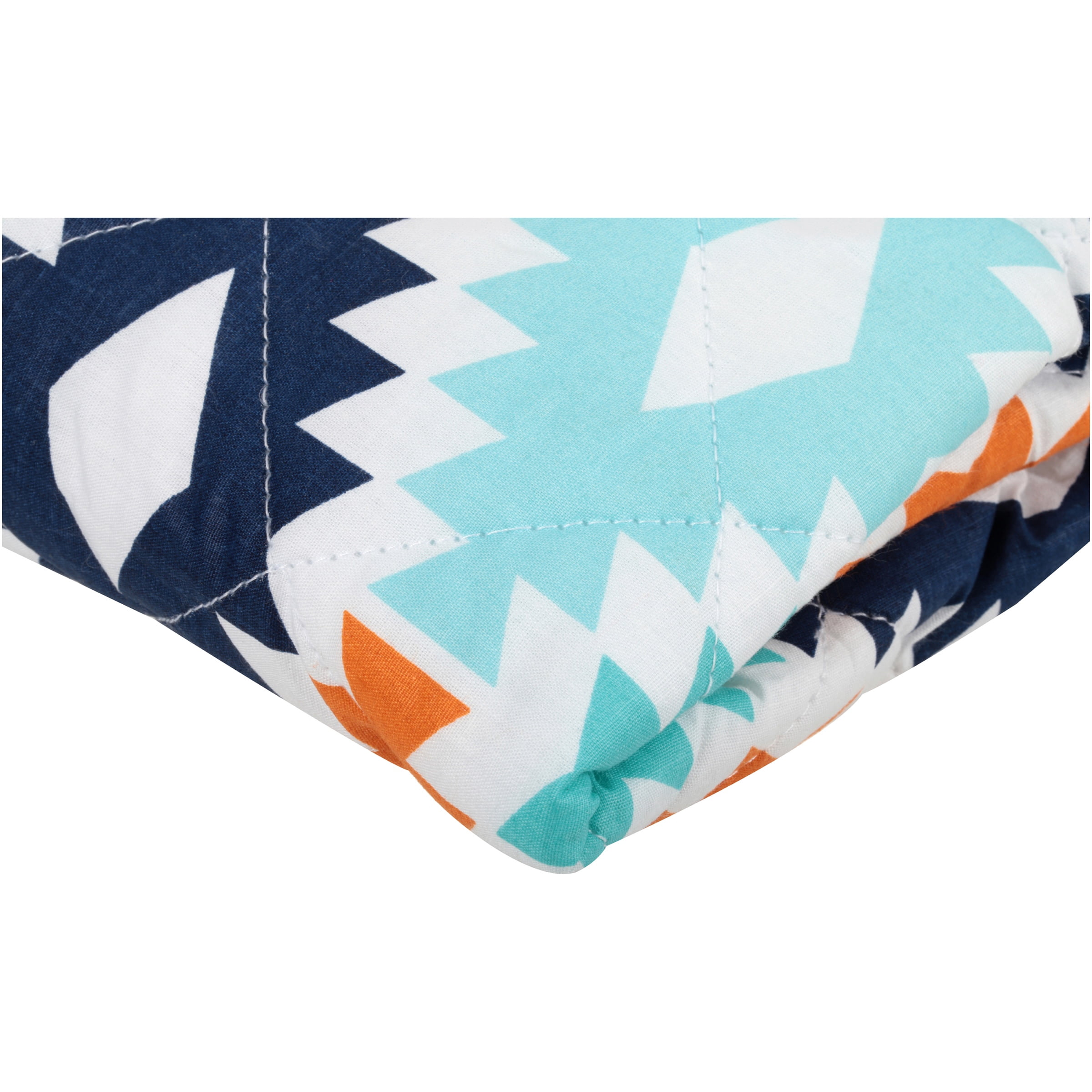 Bacati Liam Aztec Kilim Aqua Orange Navy Quilted Changing Pad Cover