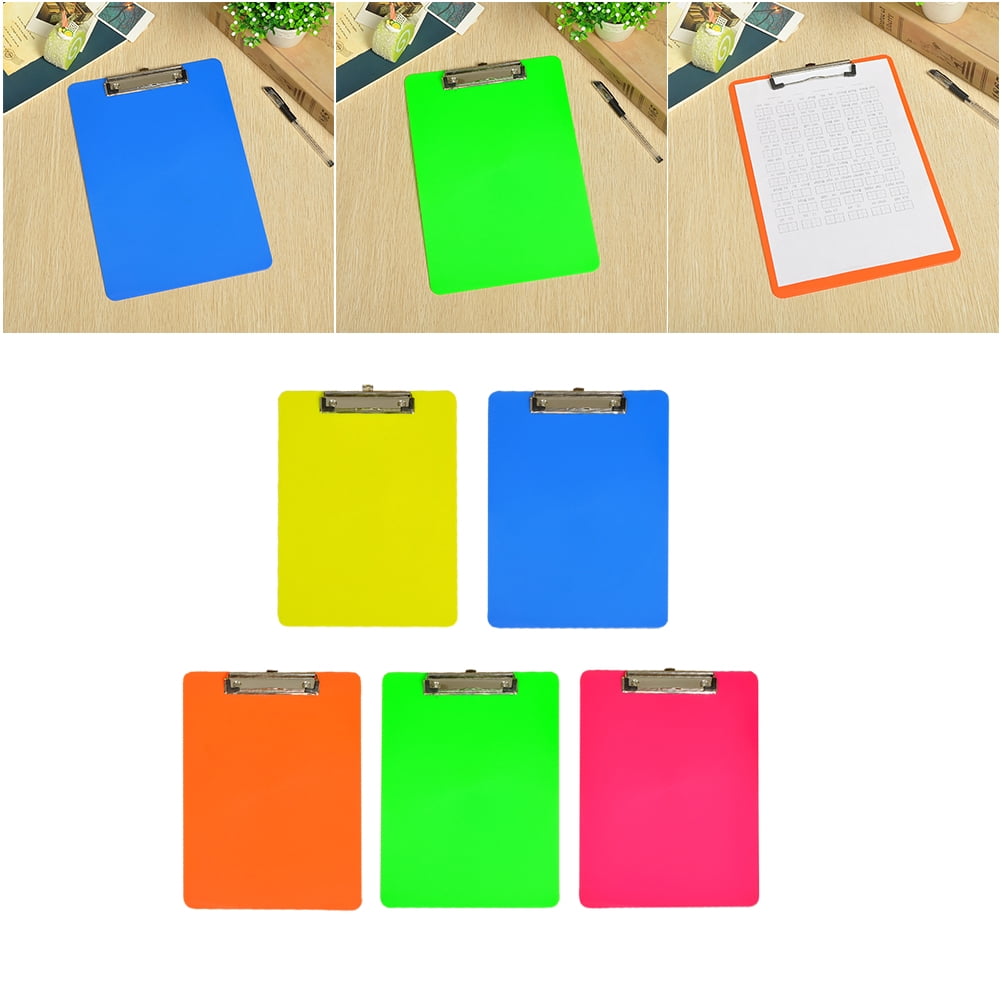 5pcs Plastic A4 Clipboards Colorful Profile Clip Hardboard Paper Holder Writing Memo Folders for Office Shop Home （320x225mm）(Red