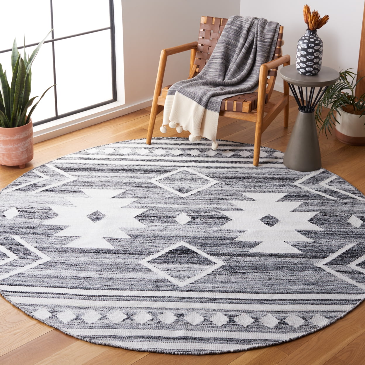 SAFAVIEH Kilim Trochez Geometric Area Rug, Grey/Ivory, 8' x 10'