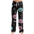 thumbnail image 2 of Pajama Pants Women Halloween Pumpkin Print Soft Stretch Drawstring Comfy Sleepwear Pants, 2 of 5