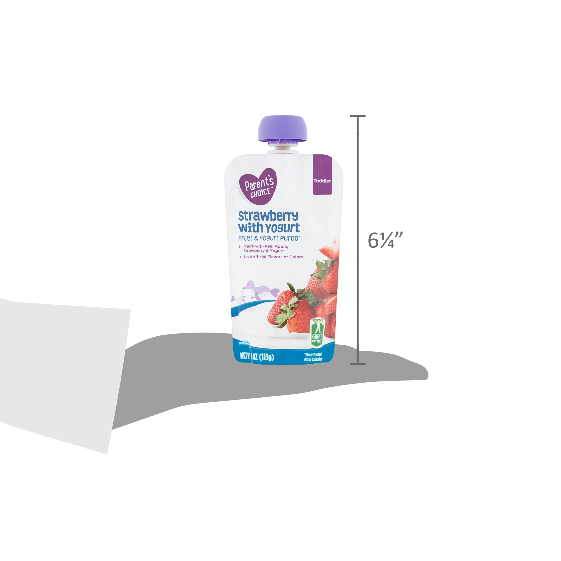Parent's Choice Toddler Food, Strawberry Yogurt Baby Food, 1 Pouch (113g) Pouch