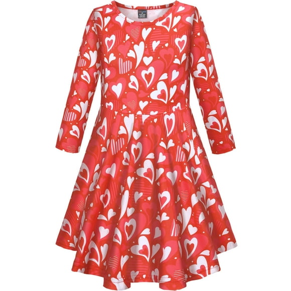 COSLAND Valentines Dress for Girls Kids Heart Dresses, Heart, X-Small
