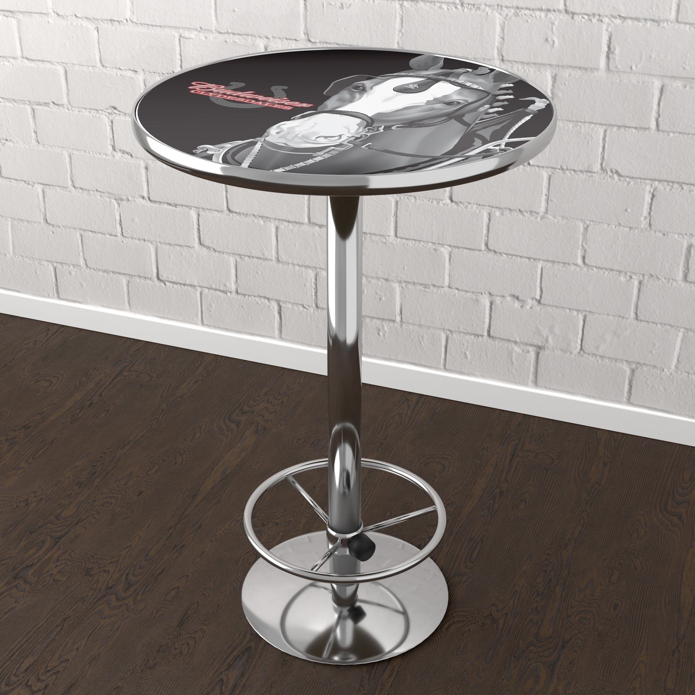 Budweiser Clydesdale Black Bar Table with Adjustable Footrest and Acrylic Top