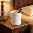 thumbnail image 5 of Ouuluon Pen Holder for Desk Multi-Functiona Pencil Cup, White Vintage Industrial Style Desk Organizer with Handle for Office Home Art Supplies, 5 of 6