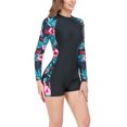 thumbnail image 2 of One Piece Bathing Suits, Floral Print Stitching Round Collar Long Sleeves Women Swimsuit For Hot Springs ANGGREK FF1711, 2 of 6