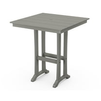 POLYWOOD Farmhouse Trestle Collection 37" Square Table with Umbrella Hole, Slate Grey