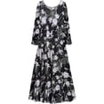 thumbnail image 1 of Medium Tall Womens Dress Silver Glitter Floral Print Long Sleeve Princess Cut, 1 of 4