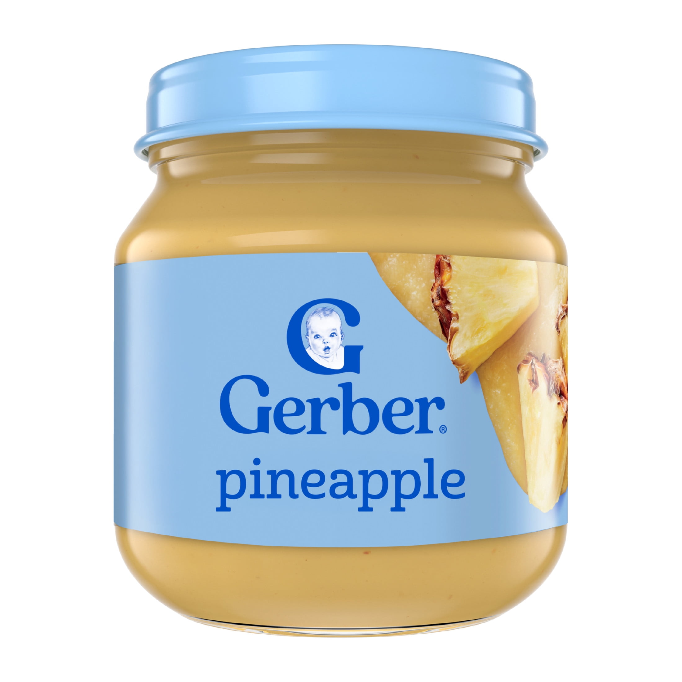 (12 pack) Gerber Stage 2 Baby Food, Pineapple Jar, Fruit Puree, Non-GMO, Baby Puree 4 oz