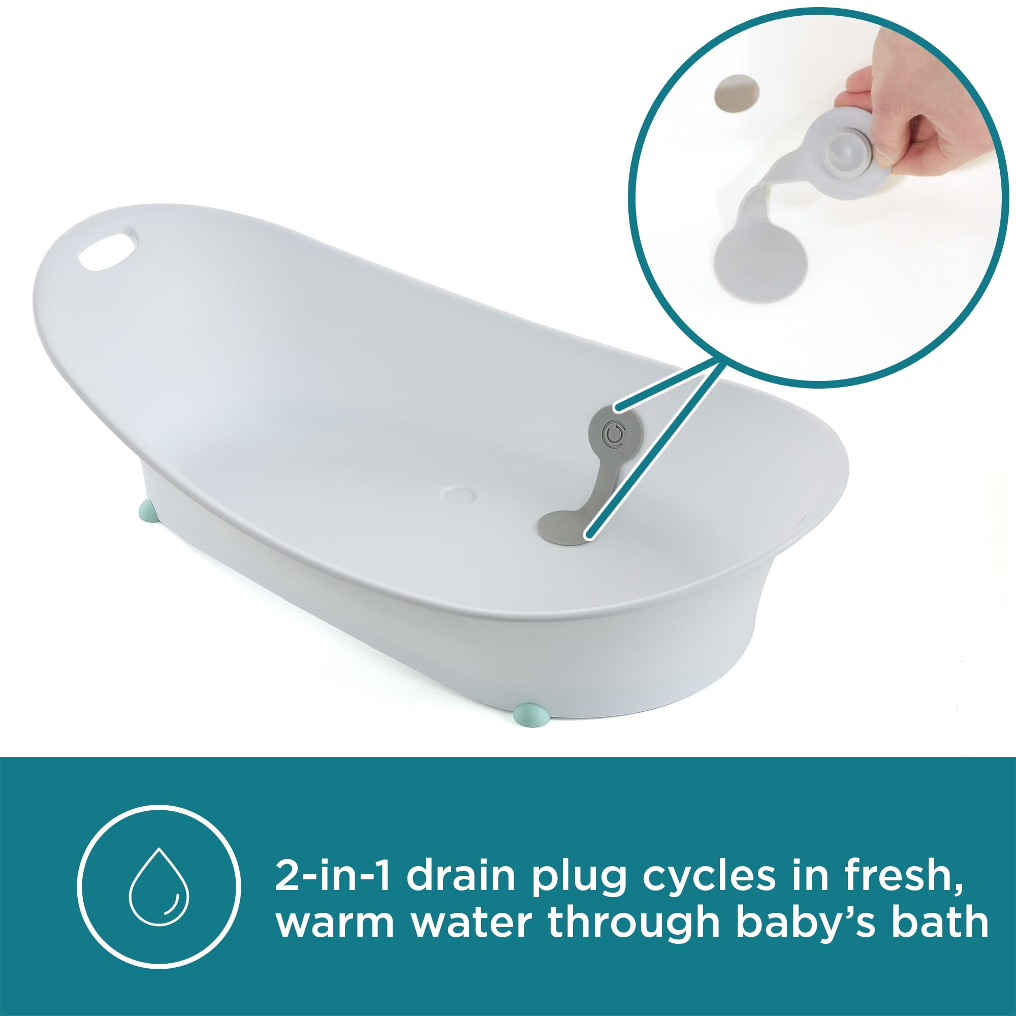 Contours Oasis 4-in-1 Comfort Cushion Baby Bathtub for Newborn, Infant, and Toddler - White