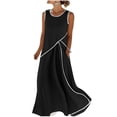 thumbnail image 2 of Uscallm Women's Sleeveless Round Neck Maxi Dress High Low Hem Flowy Casual Boho Beach Vacation Long Dresses, Black M, 2 of 9