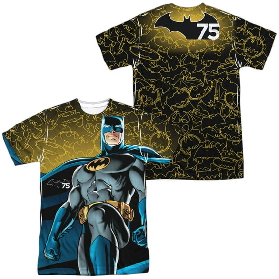 Batman 75 Glow Unisex Adult Sublimated Costume T Shirt (Front/Back), Small Multicolor