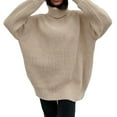 thumbnail image 1 of BEAFNKSG Women Turtleneck Knitted Sweaters Loose Long Sleeve Ribbed Knitted Tops Fall Winter Sweaters, 1 of 3