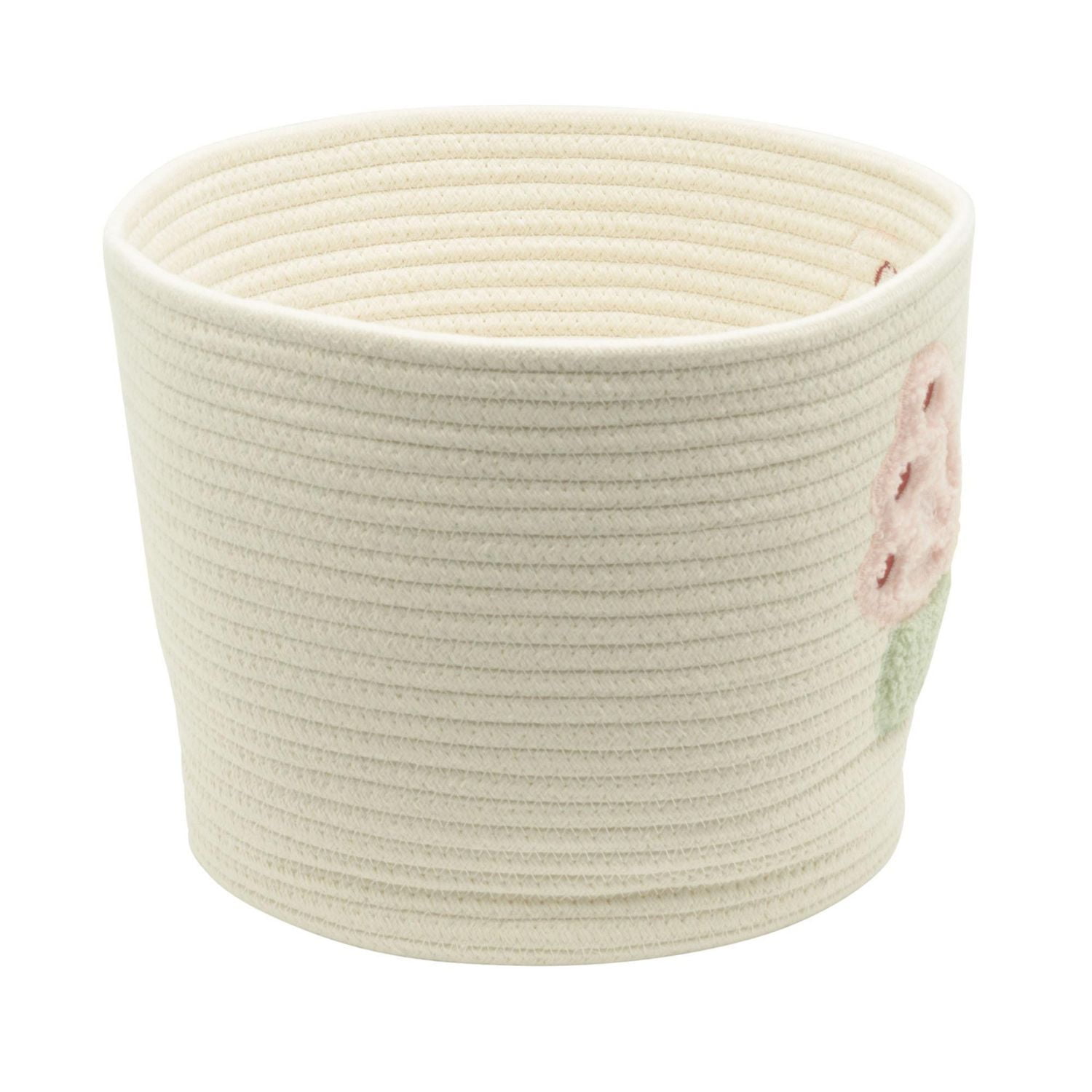 Cotton Rope Storage Basket with Boucle Butterfly Patch, Ivory