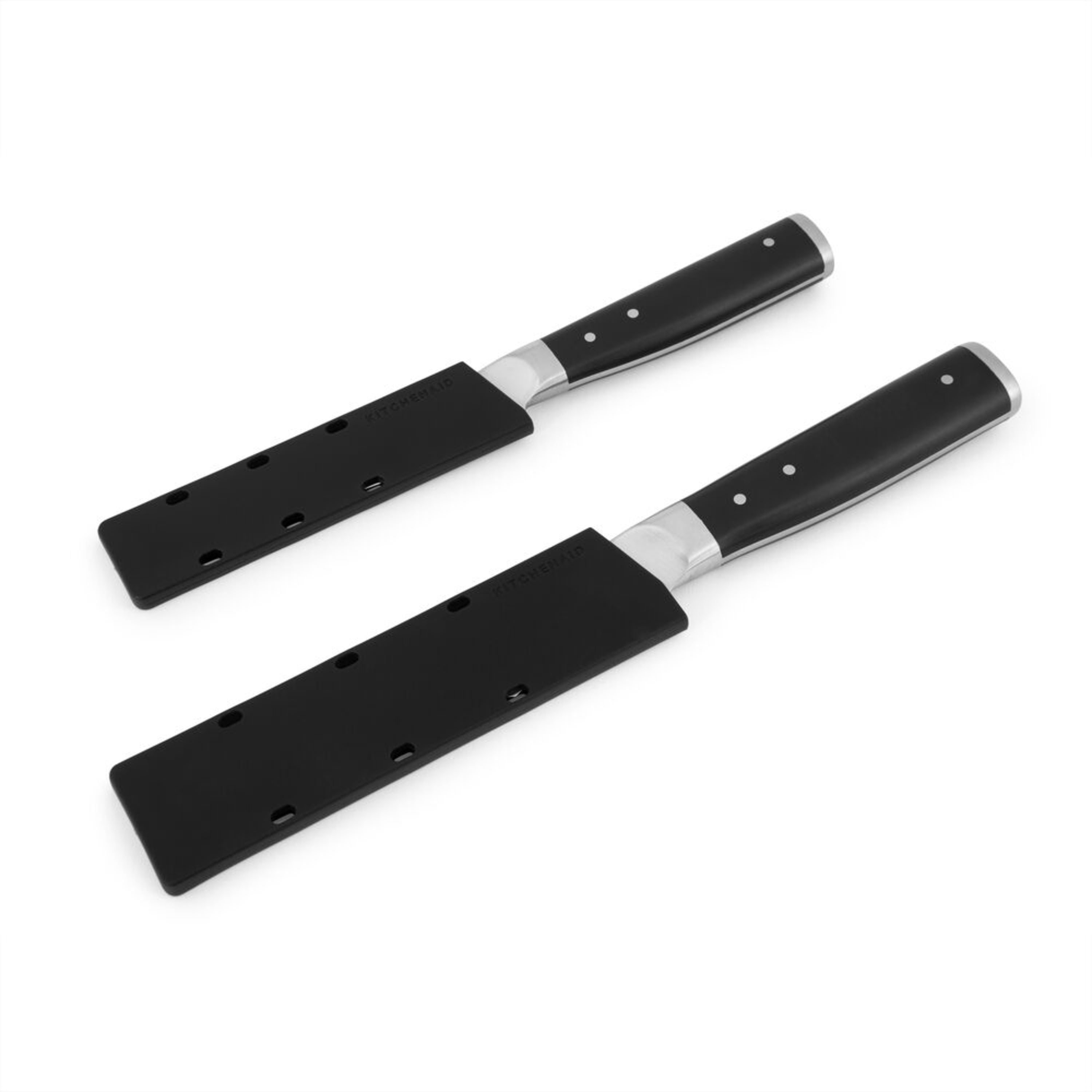 Kitchenaid Gourmet 2-piece Forged Tripe-Rivet Utility and Paring Knife Set with Blade Covers, Black