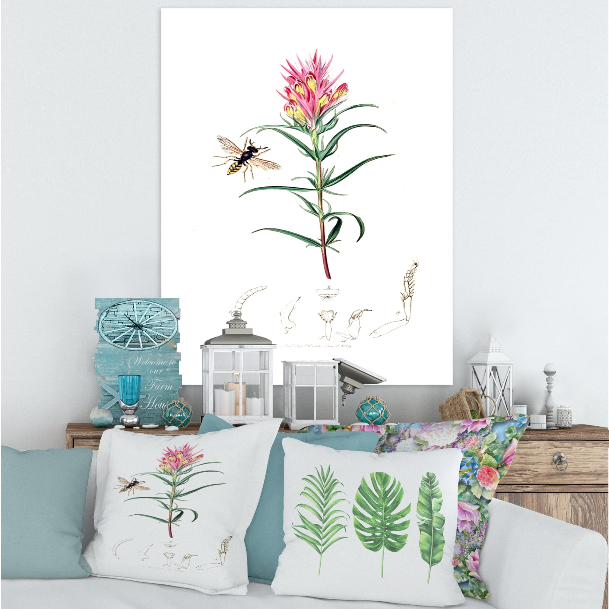 Designart ' Ancient Insects and Plants I ' Farmhouse Canvas Wall Art Print