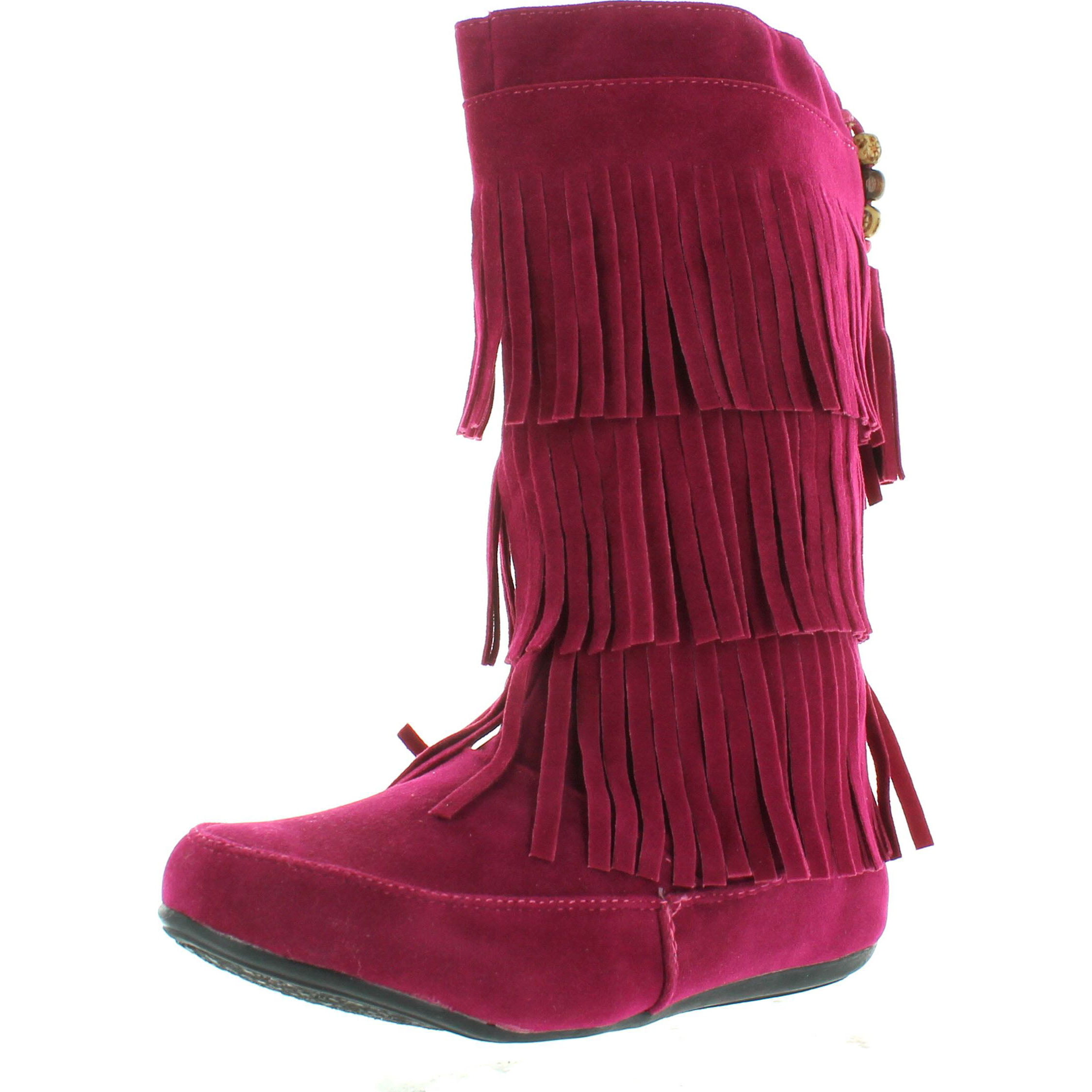 New Girls Faux Suede Fringed Moccasin Tall Boot 18066 By Jelly Beans Collection 